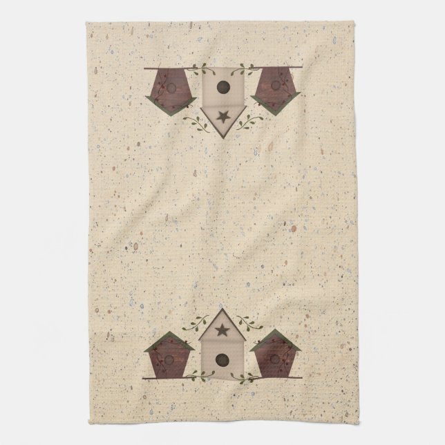 Primitive Birdhouses Kitchen Towel (Vertical)