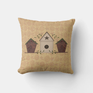 Primitive Birdhouses Pillow
