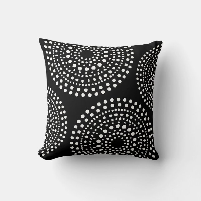 Primitive Boho Mosaic Pattern Black Cushion (Front)