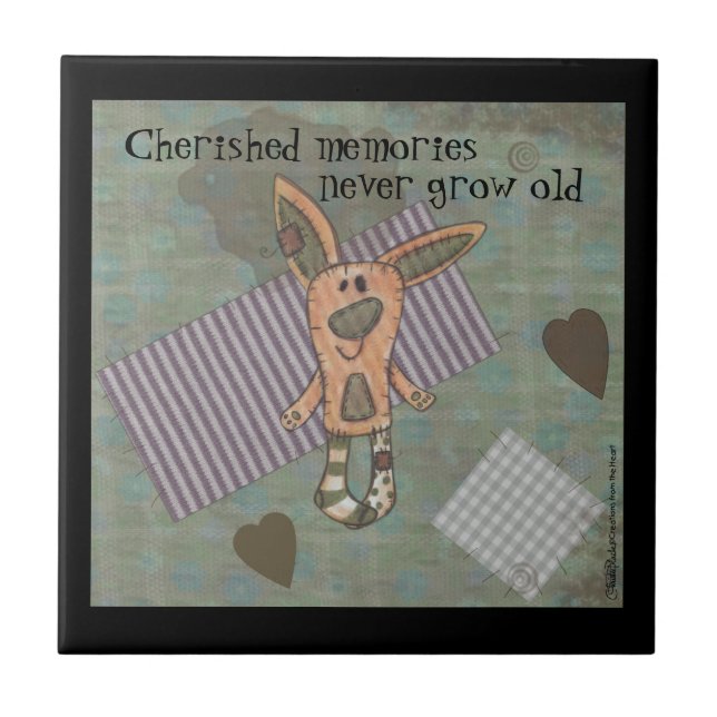 Primitive Bunny Ceramic Tile (Front)