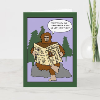 Primitive Cartoon Funny Sasquatch Christmas Card