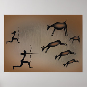 Primitive Cave Art Poster