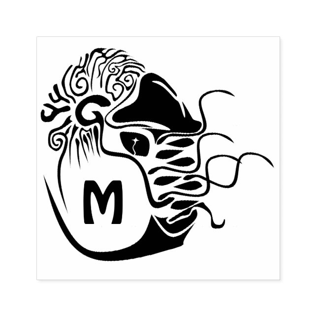 Primitive Chambered Nautilus Monogram Rubber Stamp (Imprint)