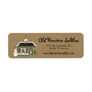 Primitive Christmas House Editable Return Address  Label