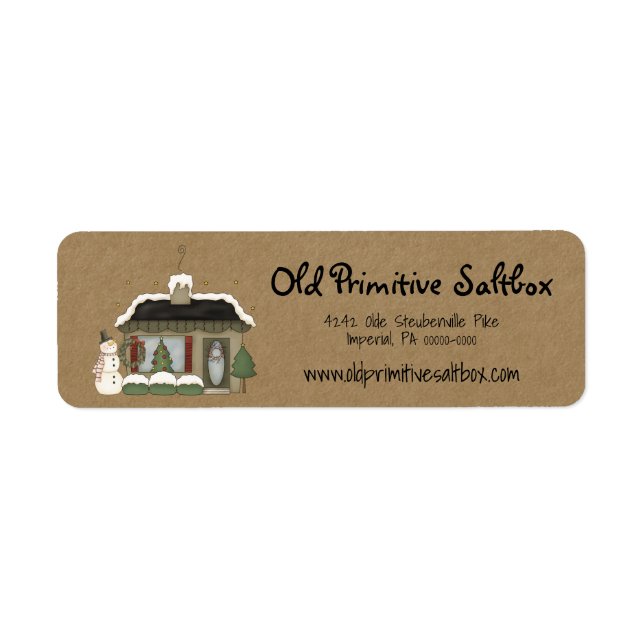 Primitive Christmas House Editable Return Address  Label (Front)