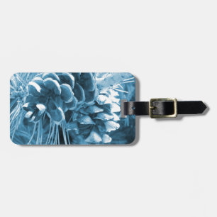 Primitive Christmas pine tree ice blue pinecone Luggage Tag