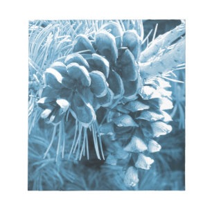 Primitive Christmas pine tree ice blue pinecone Notepad