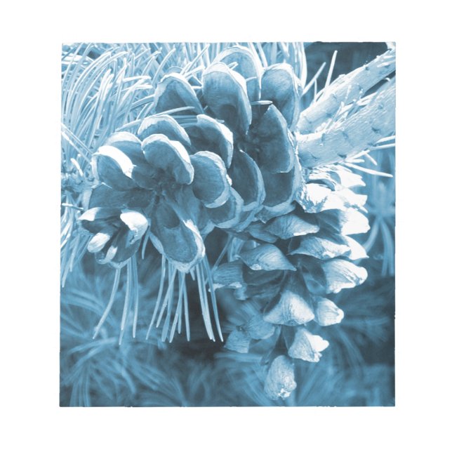 Primitive Christmas pine tree ice blue pinecone Notepad (Front)