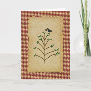 Primitive Christmas Tree Christmas Card