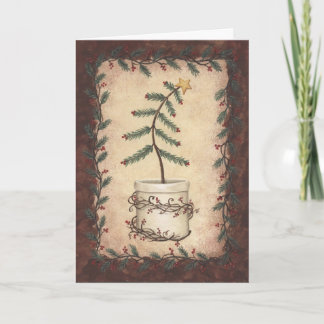 Primitive Christmas Tree Holiday Card