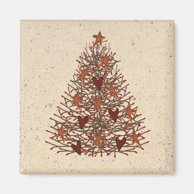 Primitive Christmas Tree Magnet (Front)