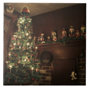 Primitive Colonial Country Christmas Holiday Tile