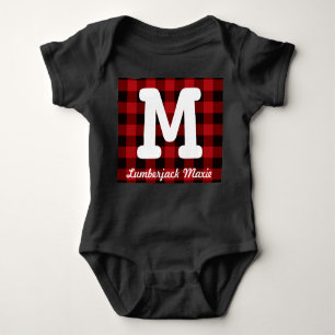 Primitive Cottage Red buffalo Plaid lumberjack Baby Bodysuit