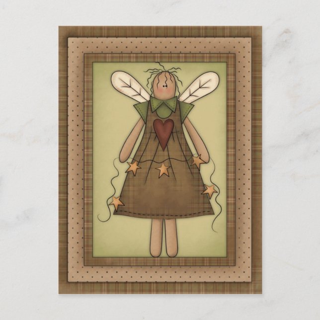 Primitive Country Angel with Prim Stars Postcard (Front)