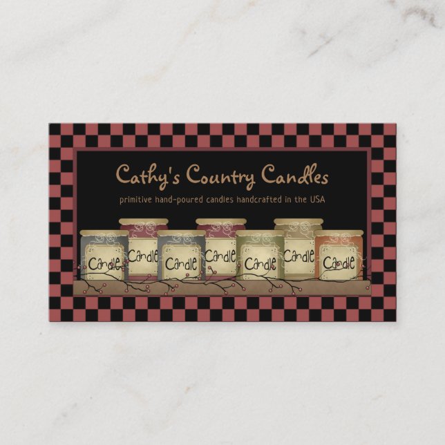 Primitive Country Candles & Pip Berries Crafty Business Card (Front)