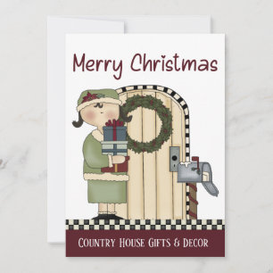 Primitive Country Christmas Rustic Christmas Card 