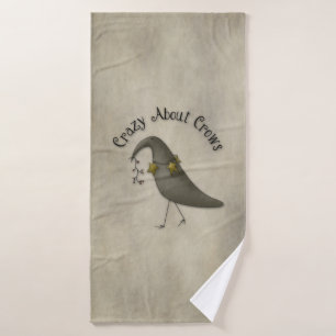 Primitive Country Design Crazy About Crows Bath Towel Set