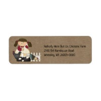 Primitive Country Doll and Chickens Return Address