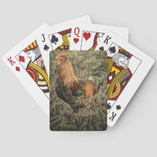 Primitive country farm chicken rustic rooster playing cards