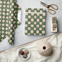 Primitive Country Green  and Tan Checked 