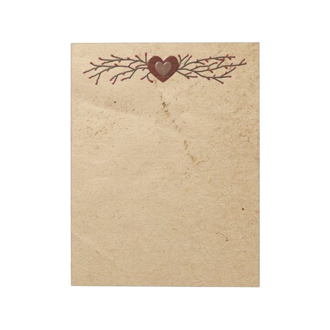 Primitive Country Heart Large Notepad (Rotated)