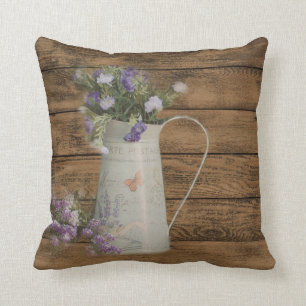 primitive country lavender rustic barn wood cushion