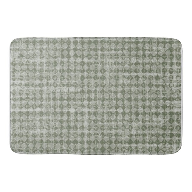 Primitive Country Olive Green Diamonds Bath Mat (Front)