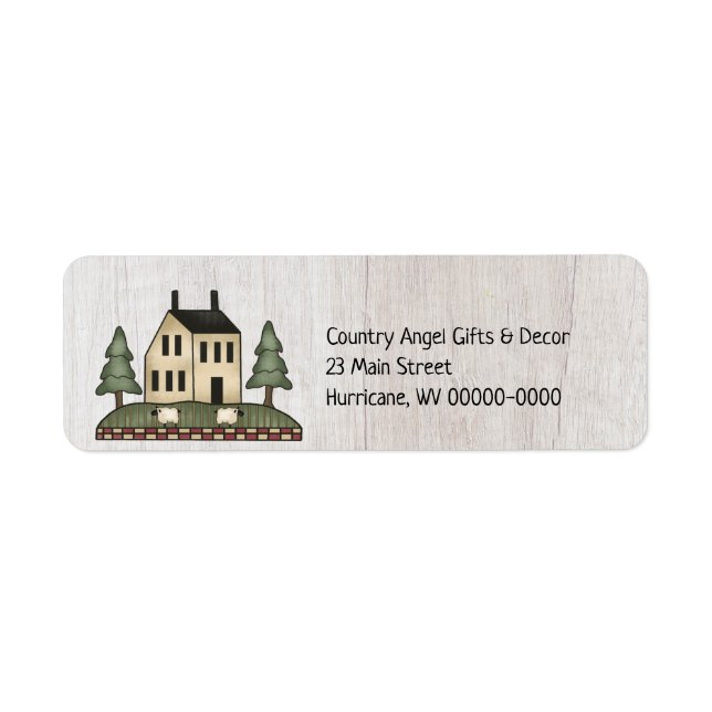 Primitive Country Saltbox House Return Address Label (Front)