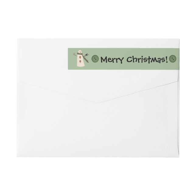 Primitive Country Snowman Wraparound Address Label (Back)