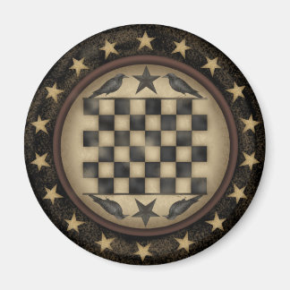 Primitive Crow Chequerboard Fridge Magnet