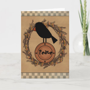 Primitive crow Greeting Card