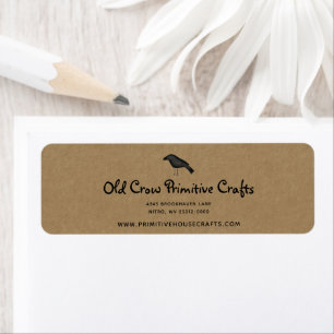 Primitive Crow on Kraft Rustic Return Address Return Address Label