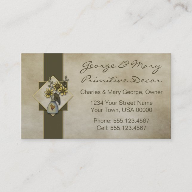 Primitive Crows and Sunflowers Look Business Cards (Front)