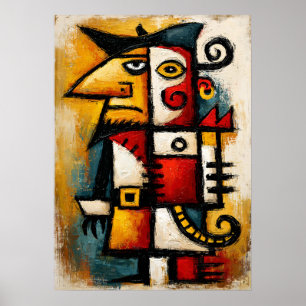 Primitive Cubist Captain Bold Abstract Geometric Poster