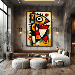 Primitive Cubist Creature Bold Abstract Wall Art