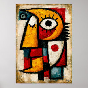 Primitive Cubist Dreamer Bold Abstract Geometric Poster