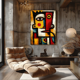 Primitive Cubist King Bold Abstract Geometric Art Poster