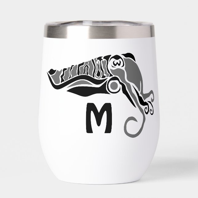 Primitive Cuttlefish in a Dark Stencil Style (Back)