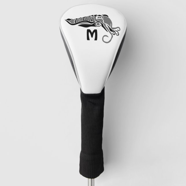 Primitive Cuttlefish in a Dark Stencil Style Golf Head Cover (Front)