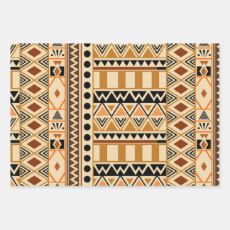 Primitive Ethnic Tribal Pattern in Earth Colours  Wrapping Paper Sheet