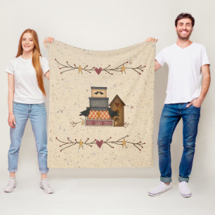 Primitive Faith Family Friends  Fleece Blanket