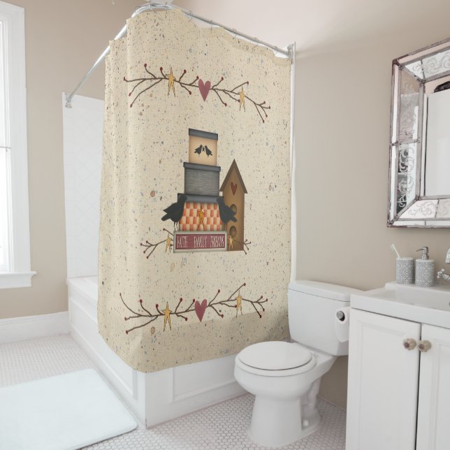 Primitive Faith Family Friends Shower Curtain (In Situ)