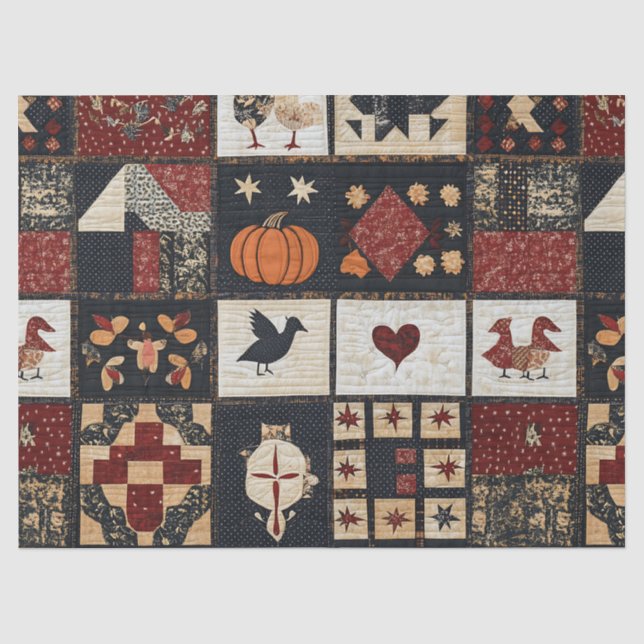 Primitive Farmhouse Appliqué & Geometric Tissue Paper (Front)