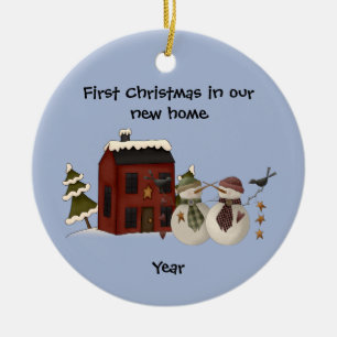 Primitive - First Christmas in our New Home Ceramic Ornament