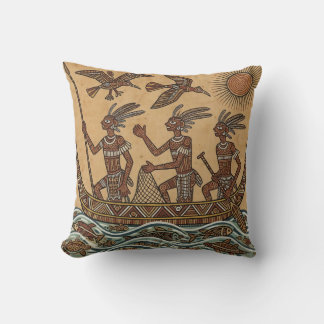 Primitive Fishermen Throw Cushion