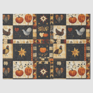 Primitive Folk Art Quilt Pattern Rustic Autumn Tissue Paper