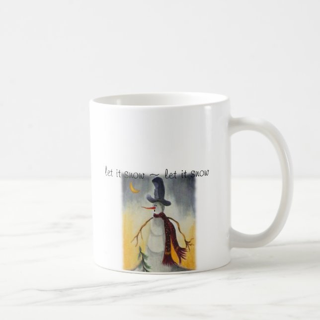 Primitive Folk Art Snowman Coffee Mug (Right)
