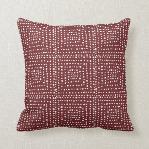Primitive Geometric Squares Brick Red Cushion