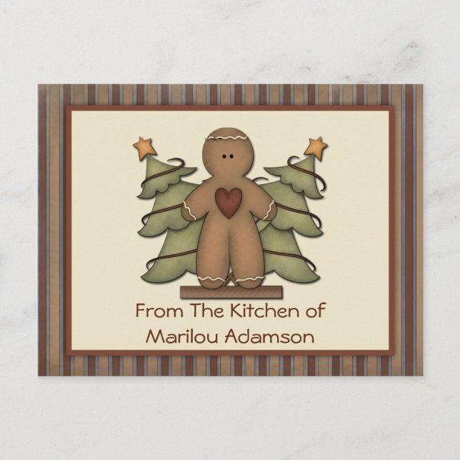 Primitive Gingerbread Man Recipe Cards (Front)