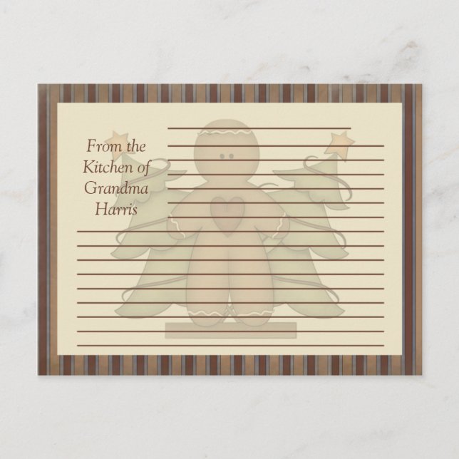 Primitive Gingerbread Man Recipe Cards (Front)